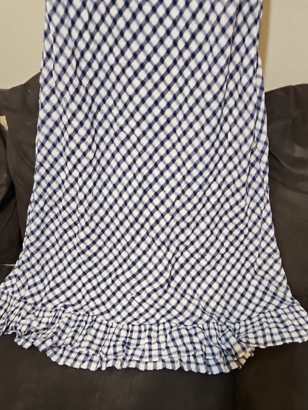 Universal Thread Navy & White Gingham Maxi Dress with Tie Front - Picture 3 of 9